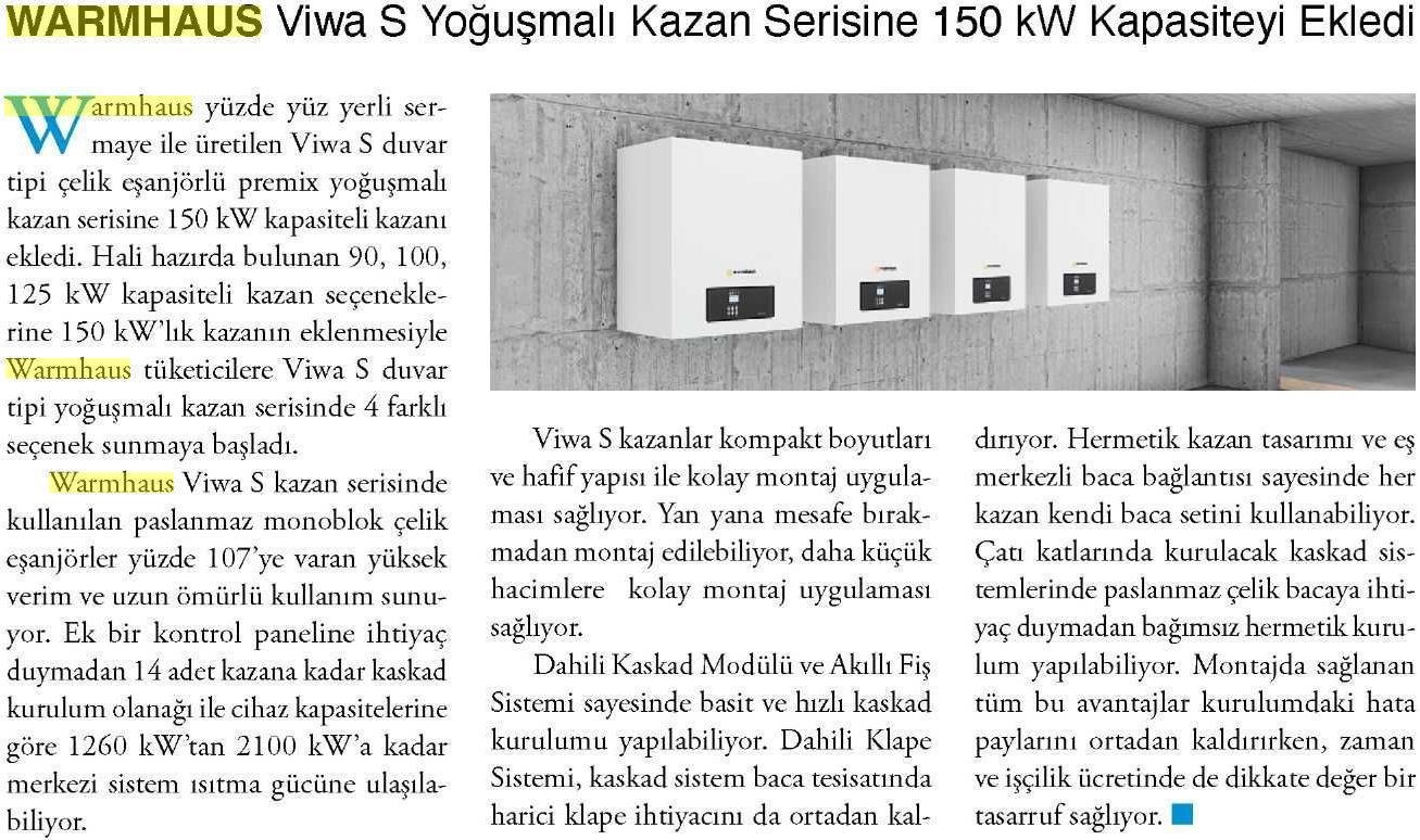 Warmhaus Viwa S Yoğuşmalı Kazan Serisine 150 kw Kapasiteyi Ekledi